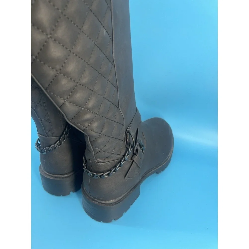 Torrid Black Quilted Knee High Riding Boots Women's Size 10WW New
